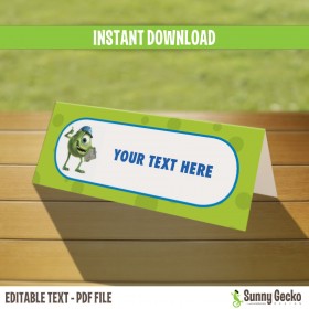 Monsters Inc. Birthday Tent Cards / Place Cards